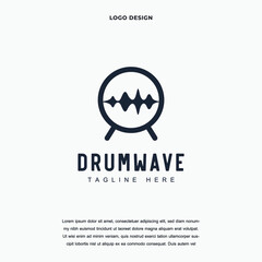 Creative drum icon logo design vector illustration. pin location logo design color editable