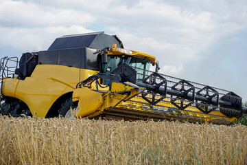 combine harvester working on a field