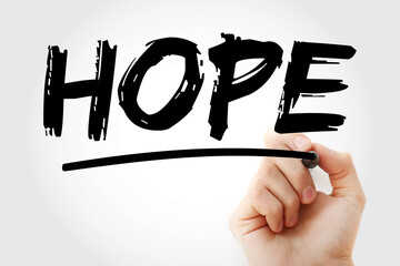 HOPE - Hanging Onto Positive Expectations acronym with marker, concept background