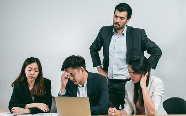 Business people getting stress about failure project.