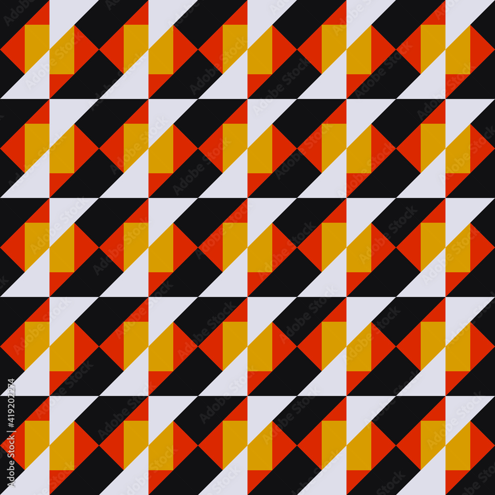 Poster diagonal orange yellow black pattern. geometric twisted strict pattern.