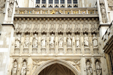 Fototapeta na wymiar West facade of Westminster Abbey in London, England, UK. Unesco World Heritage Site since 1987