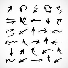 Vector set of hand-drawn arrows, elements for presentation