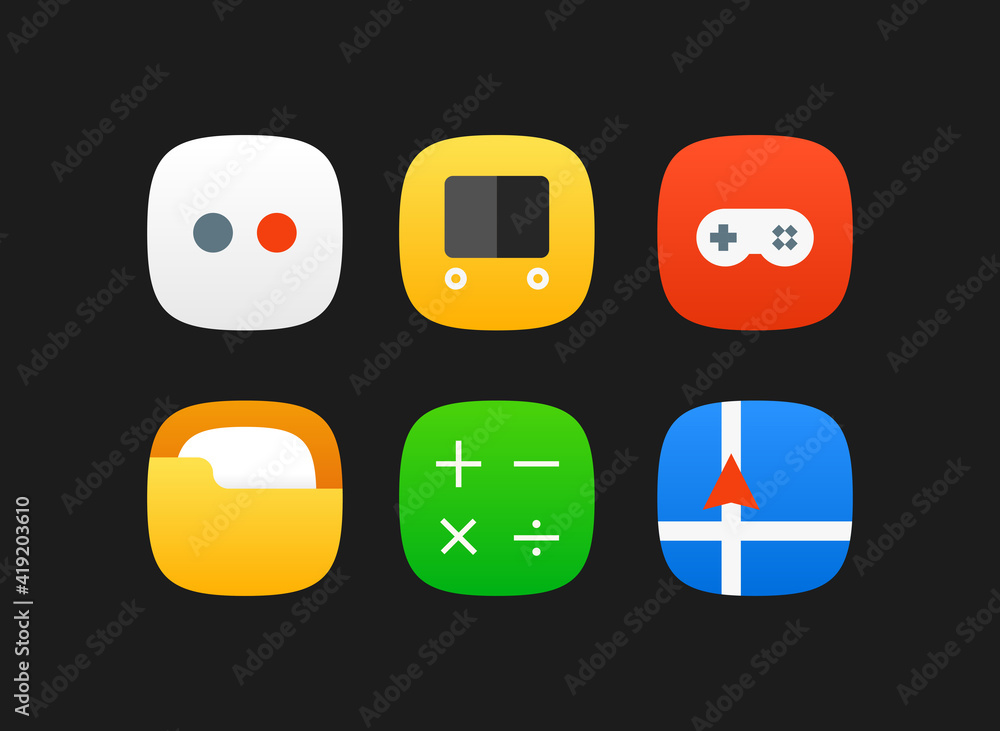Aufkleber Mobile application vector icons vector set isolated on black background