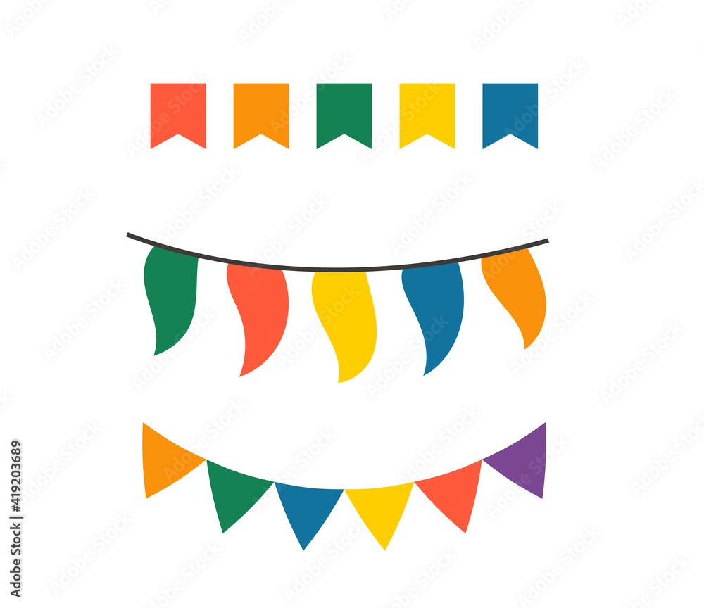 Aufkleber Different color flag strings vector set isolated on white