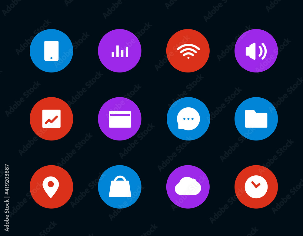 Poster vector set of minimalistic interface icons