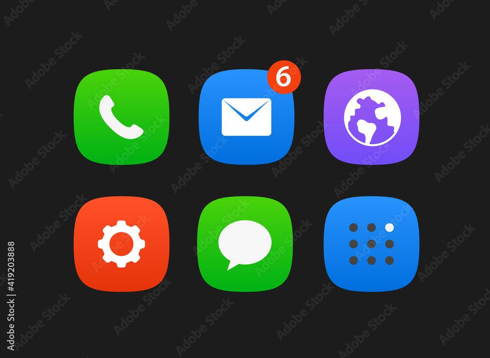 Aufkleber Mobile application vector icons vector set isolated on black background