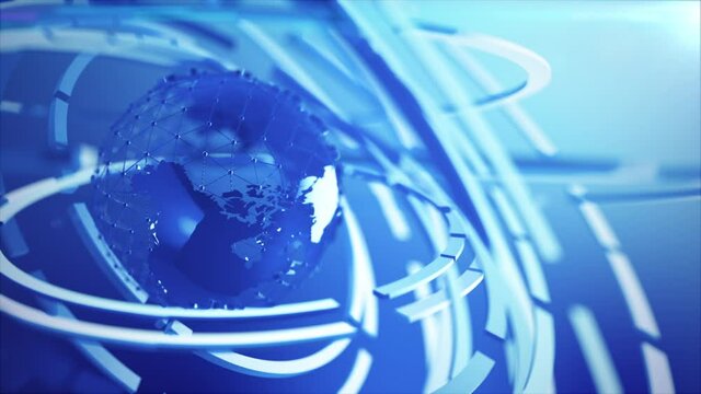 Spinning globe sphere in modern and elegant style, for the cyber and futuristic concept, rotation world, orbit earth for technology background, with a depth of field effect