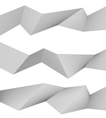 Design elements. Curved sharp corners wave many lines. Abstract vertical broken stripes on white background isolated. Creative line art. Vector illustration EPS 10. Color line created using Blend Tool