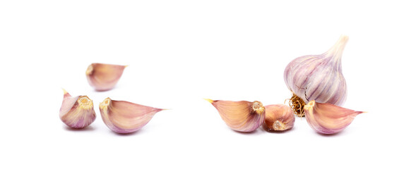  Healthy fresh garlic isolated on white background