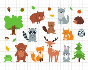 Woodland animal clip art. Cute funny animal. Silhouette vector flat illustration. Cutting file. Suitable for cutting software. Cricut, Silhouette