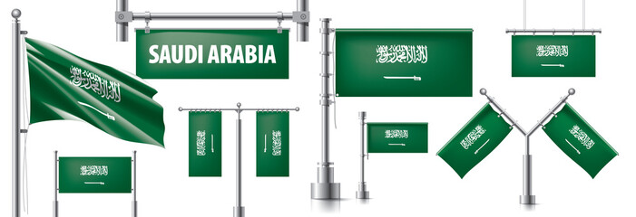Vector set of the national flag of Saudi Arabia in various creative designs