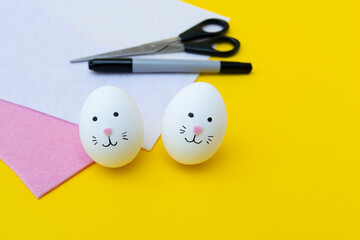 Easter eggs easter bunny rabbyt hand made of foamiran paper instruction step by step colorful step 2