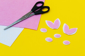 Easter eggs easter bunny rabbyt hand made of foamiran paper instruction step by step colorful step 3