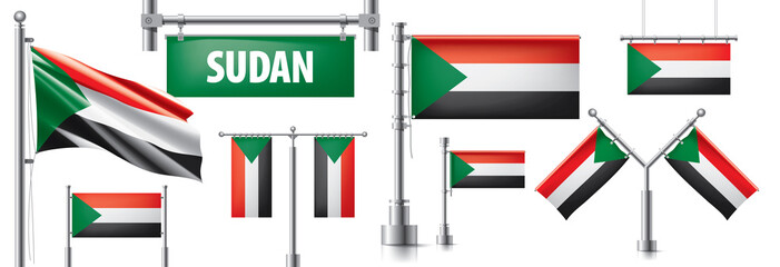 Vector set of the national flag of Sudan in various creative designs