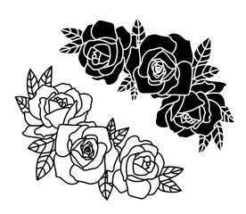 Roses border, flower design elements vector