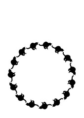 The frame on the vertical sheet of the A4 is made of cat silhouettes. Pets, cats.