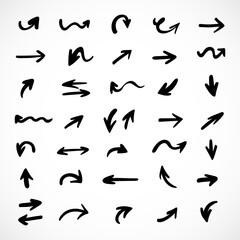 Vector set of hand-drawn arrows, elements for presentation