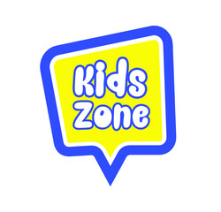 kids zone sign on white background