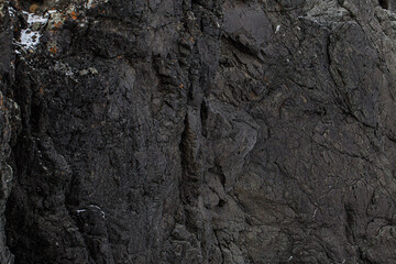 black rock in winter, texture, stone