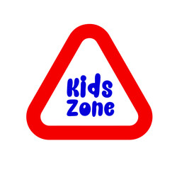 kids zone sign on white background