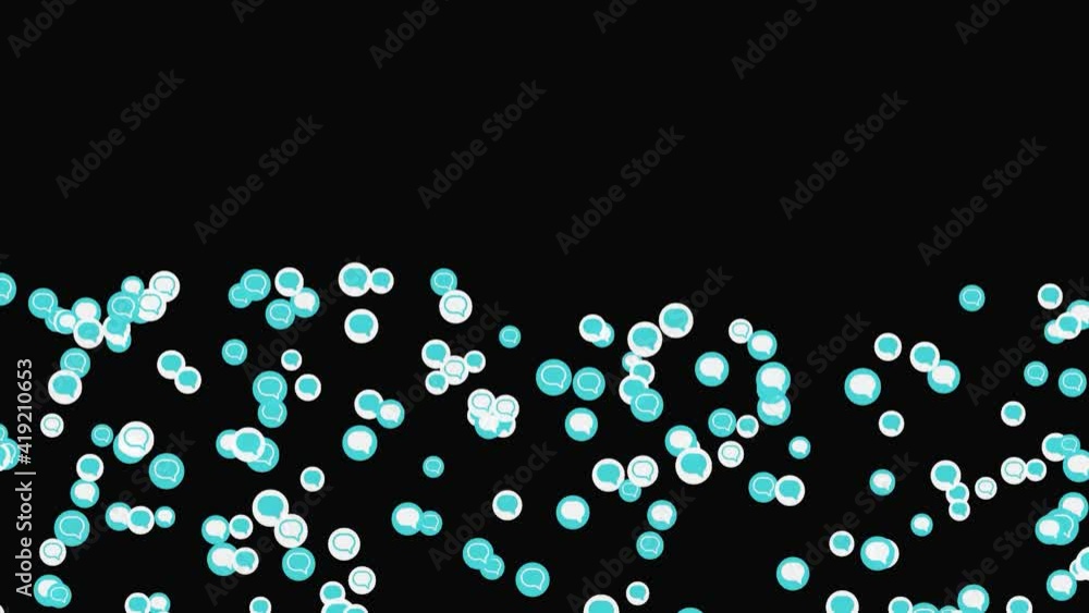 Aufkleber concept ofdigital data in social media networks. animation. white and blue tiny icons of messages or