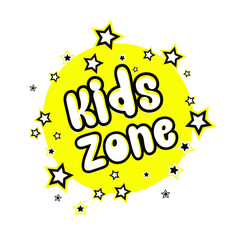 kids zone sign on white background