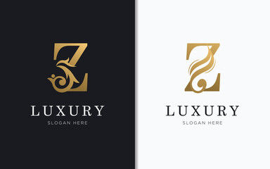 Luxury letter Z with gold color logo template