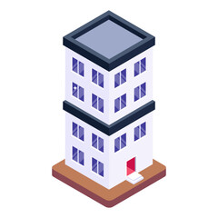 
Hostel in isometric editable icon

