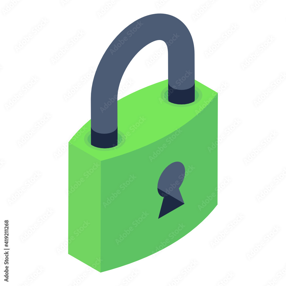 Poster lock in isometric editable icon