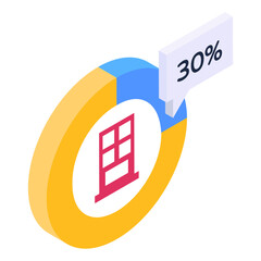 
Circle chart in isometric icon 

