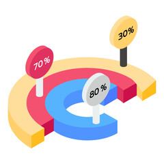 
Circle chart in isometric icon 

