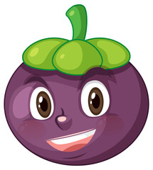 Mangosteen cartoon character with facial expression