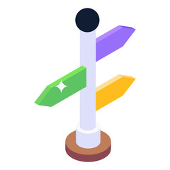 
Trendy editable isometric style icon of road directions  

