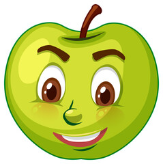 Apple cartoon character with facial expression