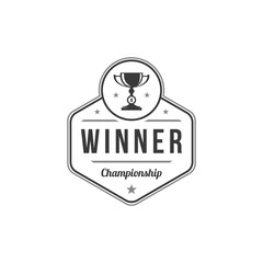 Championship winner vector logo black sticker cup for first place emblem best achievement