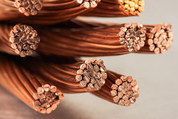 Fototapeta na wymiar Copper electrical power cable wire