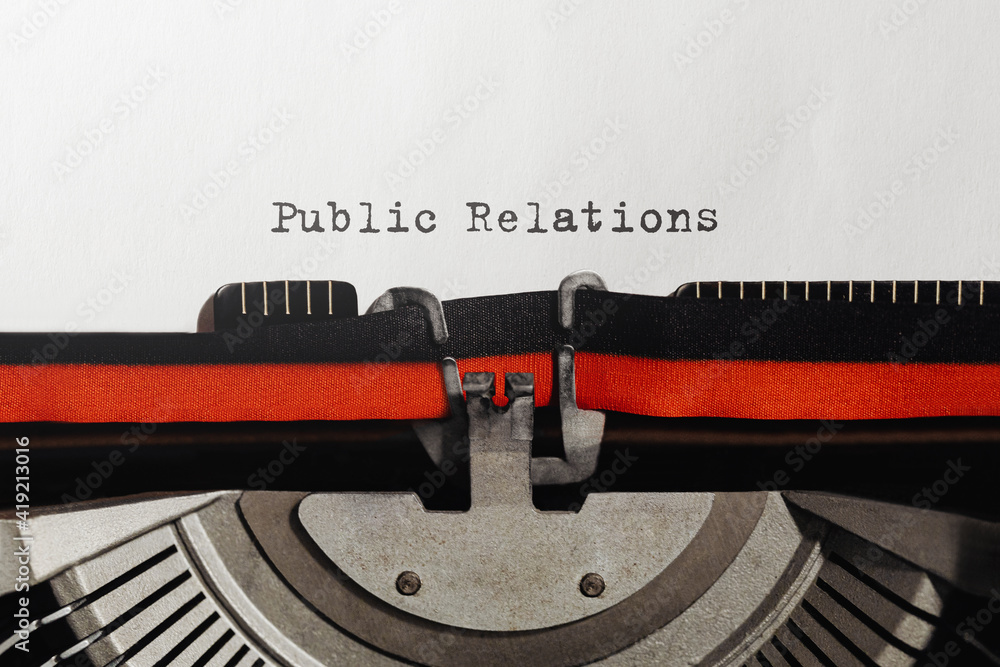 Poster text public relations typed on retro typewriter