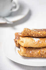 Pancakes in a stack close-up
