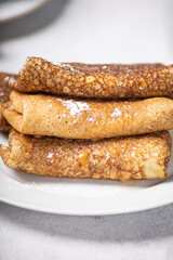 Pancakes in a stack close-up
