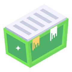 
Trash container in isometric icon, editable vector 

