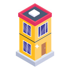 
Building in isometric editable icon

