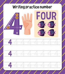 Writing practice number 4 worksheet