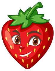 Strawberry cartoon character with facial expression