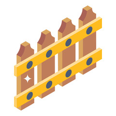 
Fence barrier in isometric editable icon 

