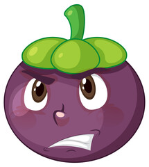 Mangosteen cartoon character with facial expression