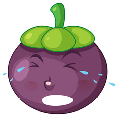 Obraz premium Mangosteen cartoon character with facial expression