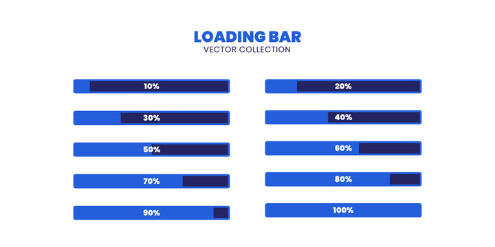 Progress bar, loading bar, loading bar vector collection, vector collection, blue loading bar