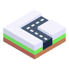 
Motorway road in trendy isometric style icon, editable vector 

