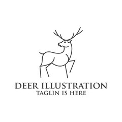 deer logo design silhouette vector, Best deer logo design, illustration and logotype. A great, elegant deer standing gracefully. Hunter logo t-shirt minimal design. Deer icon for company logo .